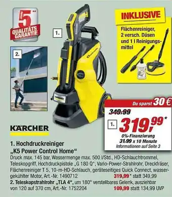 toom Baumarkt Kärcher hochdruckreiniger k5 power control home Angebot