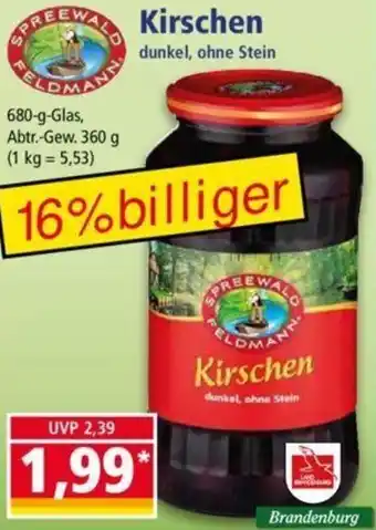 Norma Spreewald Feldmann Kirschen 680 g Glas Angebot