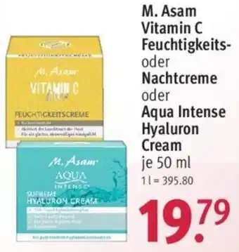 Rossmann M. Asam Vitamin C Feuchtigkeits oder Nachtcreme oder Aqua Intense Hyaluron Cream 50 ml Angebot
