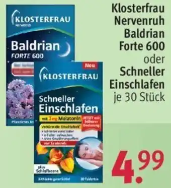 Rossmann Klosterfrau Nervenruh Baldrian Forte 600 oder Schneller Einschlafen 30 Stück Angebot