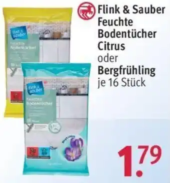 Rossmann Flink & Sauber Feuchte Bodentücher Citrus oder Bergfrühling 16 Stück Angebot