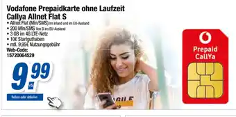 Expert Vodafone Prepaidkarte ohne Laufzeit Callya Allnet Flat S Angebot