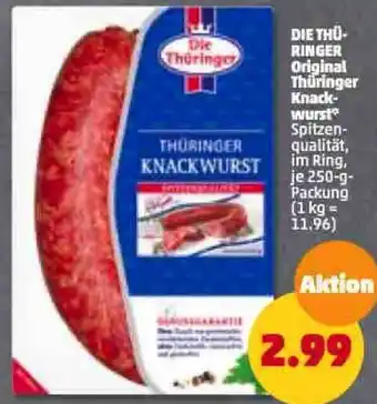 PENNY Die Thüringer Original Thüringer Knackwurst 250 g Packung Angebot