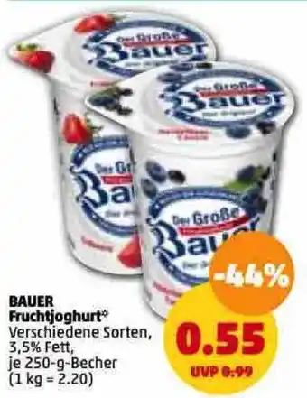 PENNY Bauer Fruchtjoghurt 250 g Becher Angebot