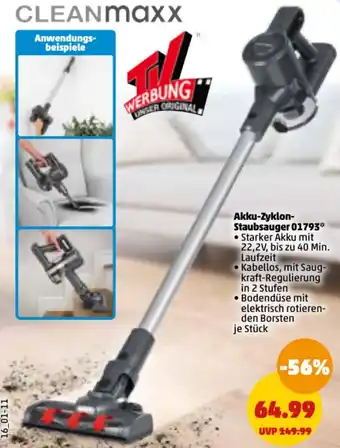 PENNY Cleanmaxx Akku Zyklon Staubsauger 01793 Angebot