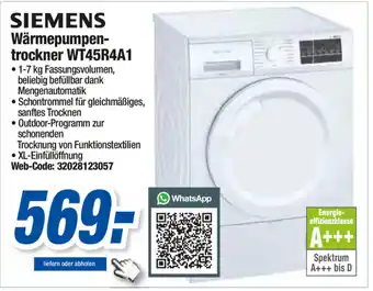 Expert Siemens Wärmepumpentrockner WT45R4A1 Angebot