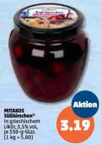 PENNY Mitakos Süßkirschen 550 g Glas Angebot