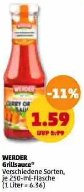 PENNY Werder Grillsauce 250 ml Flasche Angebot