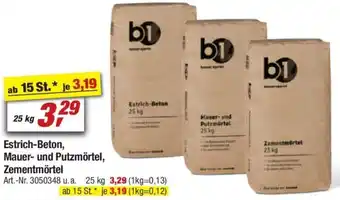 toom Baumarkt b1 Estrich Beton, Mauer und Putzmörtel, Zementmörtel 25 kg Angebot