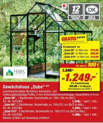 toom Baumarkt Halls Gewächshaus Qube Angebot