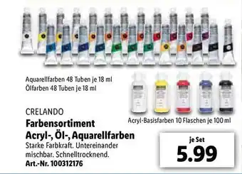 Lidl Farbensortiment Acryi-,Öl-, Aquarellfarben Angebot