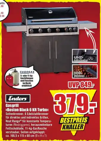 B1 Discount Baumarkt Enders Gasgrill Boston Black 6 KR Turbo Angebot