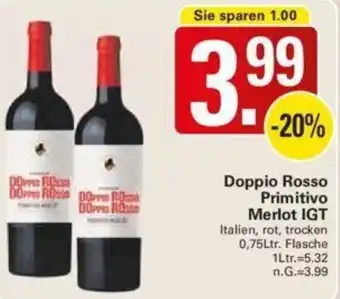 WEZ Doppio Passo Primitivo Merlot IGT 0,75Ltr. Flasche Angebot