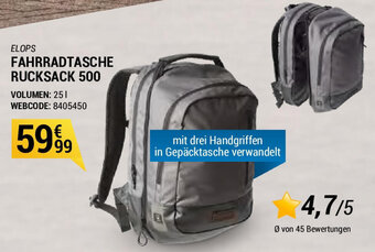 Decathlon Elops Fahrradtasche Rucksack 500 Angebot