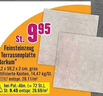 Hornbach Feinsteinzeug terrassenplatte borkum Angebot