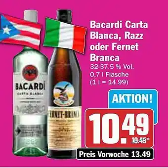 AEZ Bacardi carta blanca, razz oder fernet branca Angebot