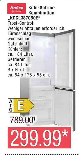 Marktkauf Amica kühl- gefrierkombination „kgcl387050e“ Angebot