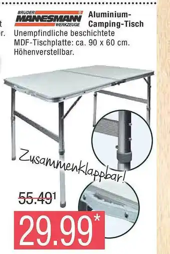 Marktkauf Brüder mannesmann aluminium-camping-tisch Angebot