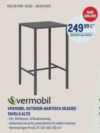 METRO Vermobil outdoor-bartisch seaside tavolo alto Angebot