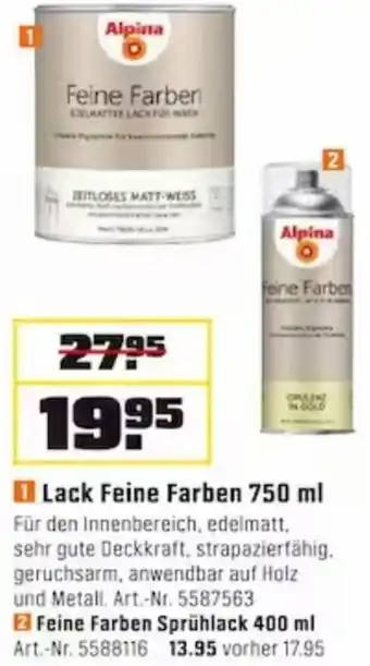 OBI Alpina Lack Feine Farben 750 ml Angebot