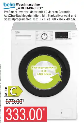 Marktkauf Beko Waschmaschine | WML81434EDR1 Angebot