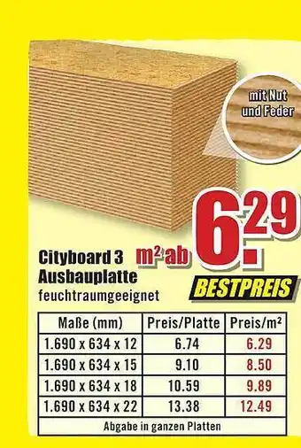 B1 Discount Baumarkt Cityboard 3 ausbauplatte Angebot