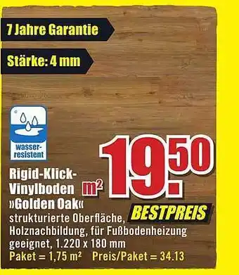 B1 Discount Baumarkt Rigid-klick-vinylboden „golden oak“ Angebot