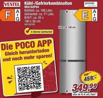 Poco Vestel kühl- gefrierkombination rk4182ps4 Angebot