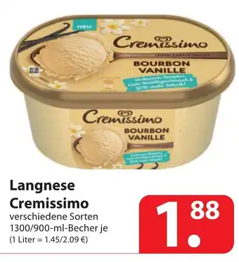 Famila Nord Ost Langnese Cremissimo 900-1300 ml Angebot