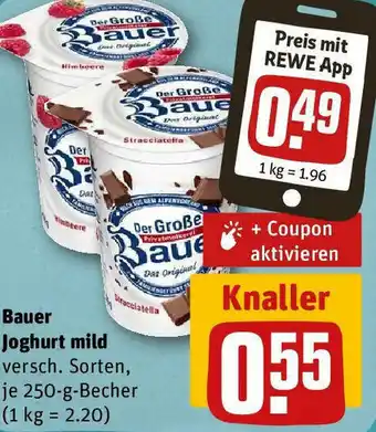 REWE Bauer Joghurt Mild 250 g Becher Angebot