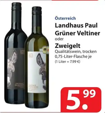 Famila Nord Ost österreich Landhaus Paul Grüner Veltliner oder Zweigelt 0,75L Angebot