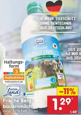 Netto Marken-Discount Gutes Land Frische Bergbauernmilch 1 L Angebot