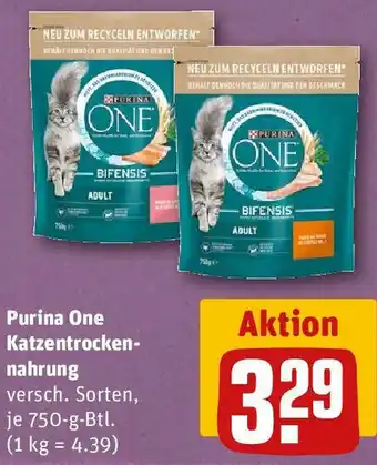 REWE Purina One Katzentrockennahrung 750 g Btl. Angebot