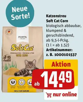 Katzenstreu Soft Cat Corn 9,5 L Pckg. Angebot bei REWE