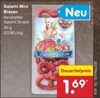 Netto Marken-Discount Salami Mini Brezen 50 g Angebot