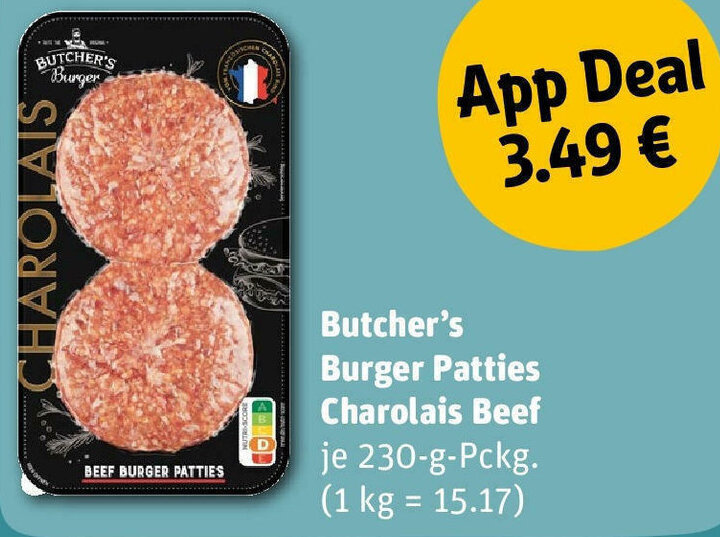 Butcher's Burger Patties Charolais Beef 230 g Pckg. Angebot bei REWE