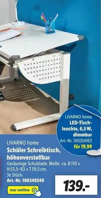 Lidl Livarno Home Schüler Schreibtisch, höhenverstellbar Angebot