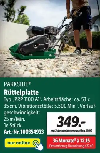 Lidl Parkside Rüttelplatte PRP 1100 A1 Angebot