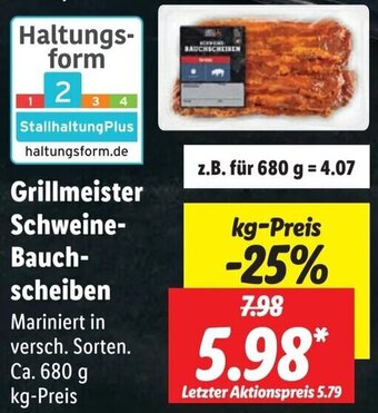 Lidl Grillmeister Schweine Bauchscheiben 680 g Angebot