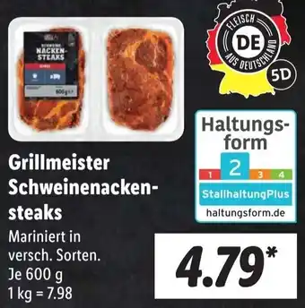 Lidl Grillmeister Schweinenackensteaks 600 g Angebot