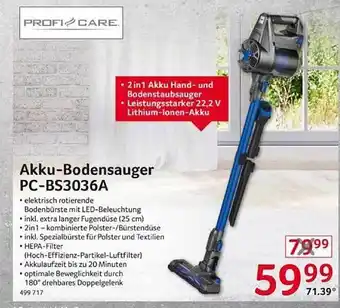 Selgros Proficare akku-bodensauger pc-bs3036a Angebot