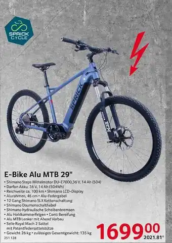 Selgros Sprick cycle e-bike alu mtb 29 Angebot