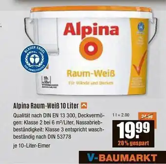 V Baumarkt Alpina raum-weiß 10 liter Angebot