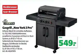 Hagebau Mr. gardener gasgrill „new york 3 pro“ Angebot