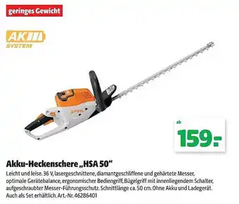 Hagebau Stihl akku-heckenschere „hsa 50“ Angebot