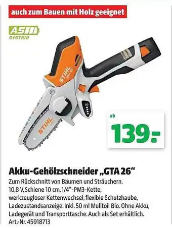 Hagebau Stihl akku-gehölzschneider „gta 26“ Angebot