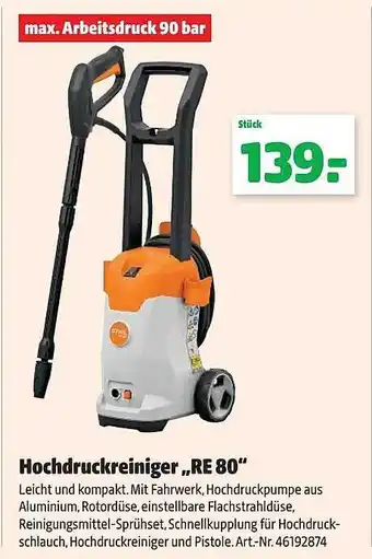 Hagebau Stihl hochdruckreiniger „re 80“ Angebot