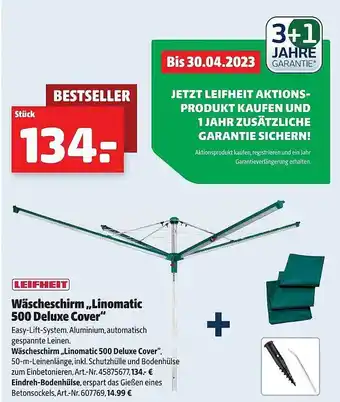 Hagebau Leifheit wäscheschirm „linomatic 500 deluxe cover“ Angebot