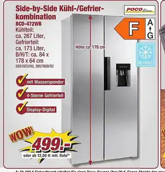 Poco Pocoline side-by-side kühl- gefrierkombination bcd-472wb Angebot