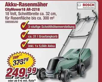 Poco Bosch akku-rasenmäher citymower18 ar-2218 Angebot